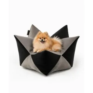 Lionto Hundebett - Kronenkissen grau/ schwarz L