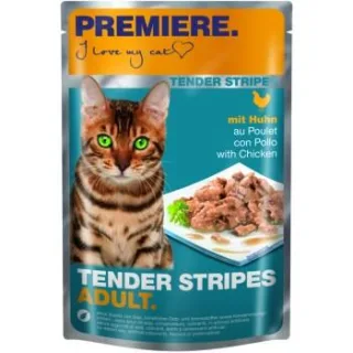 PREMIERE Tender Stripes Nassfutter Katze Adult Huhn 56x85 g