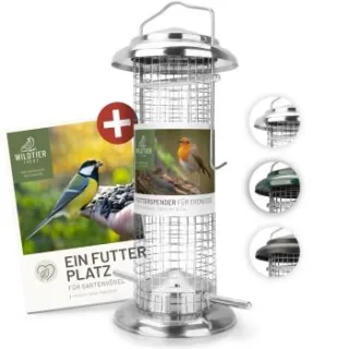 wildtier liebe Futterspender für Erdnüsse 23,5cm, Silber