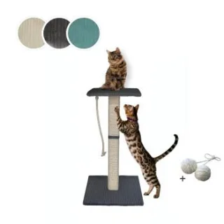 Rohrschneider ® Katzenbaum Emmi mit Vollholz-Holm und Gratis-Beigabe dunkelgrau 45 cm, 45 cm, 77 cm