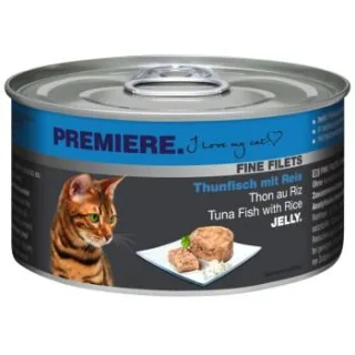 PREMIERE Fine Filets Nassfutter Katze Adult Jelly Thunfisch mit Reis 48x100 g