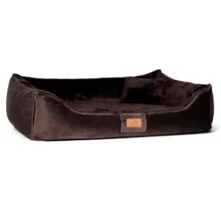 Tierlando FLOYD - Ultraweiches orthopädisches Hundebett High-Tech-Velours und Plüsch VISCO braun 80 cm, 22 cm, 60 cm