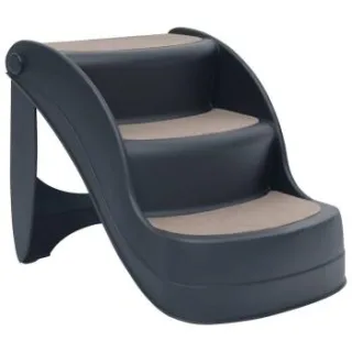 VidaXL Hundetreppe mit 3 Stufen (klappbar) dunkelgrau