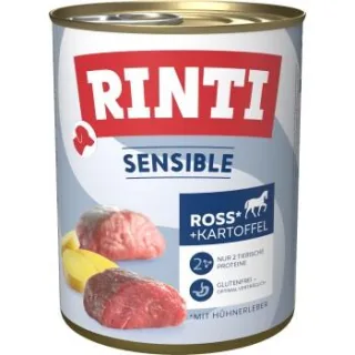 RINTI Sensible Nassfutter Hund, Adult, Dose, Ross und Hühnerleber 12x800 g