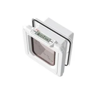 Cat Mate Elite Mikrochip-Katzenklappe mit 4-Wege-Verriegelung und Timer, Weiß (355W)