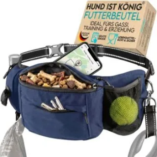 HUND IST KÖNIG ® Bauchtasche für Leckerlis & Hundezubehör dunkelblau