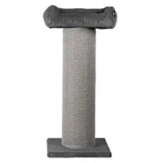 Rohrschneider ® XXL Kratzbaum, Cord-Bezug, tauschbare Kratzmatte, Bett waschbar dunkelgrau 45 cm, 55 cm, 1,07 m