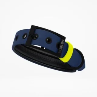 THE DOG IDEA Biothane Halsband Navy neon gelb L