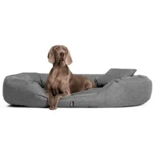 Tierlando ® Orthopädisches Hundebett SAMMY | Robuster Polyester | Dicke Umrandung hellgrau / grau-meliert 1,7 m, 35 cm, 1,1 m
