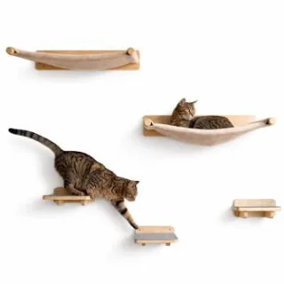 WOOWOOD Kletterwand Katzen Kati Kat 5-teilig, Massivholz