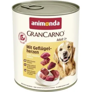animonda GranCarno Original Nassfutter Hund Adult, Geflügelherzen 12x800 g