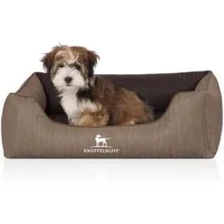 Knuffelwuff Orthopädisches Hundebett Outlander aus laser-gestepptem Kunstleder braun S