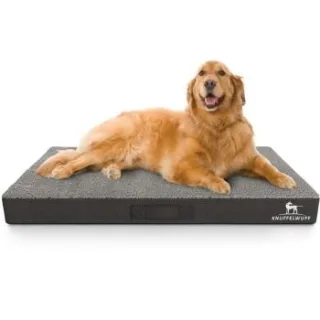 Knuffelwuff orthopädische Hundematte Ellenie aus Teddymaterial und Velours grau L
