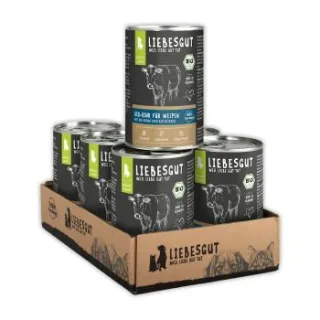 LIEBESGUT Hundefutter Bio-Rind mit Bio-Hirse und Bio-Kürbis 6x400 g