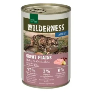 REAL NATURE WILDERNESS Nassfutter Katze, Adult, Great Plains, Huhn und Kaninchen 24x400 g