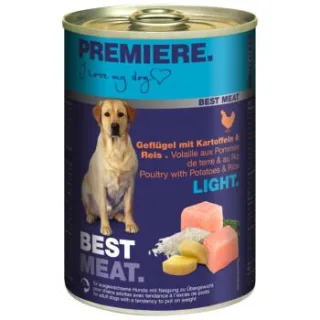 PREMIERE Best Meat Light Nassfutter Hund, Adult, Geflügel und Reis 24x400 g