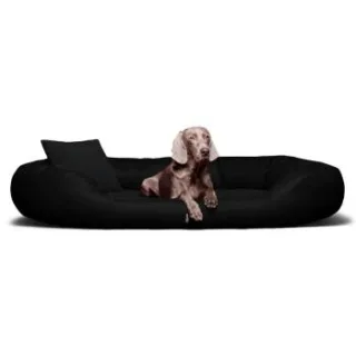 Tierlando ® Orthopädisches Hundebett Sammy VISCO | Kunstleder - High-Tech-Velours schwarz 1 m, 25 cm, 85 cm