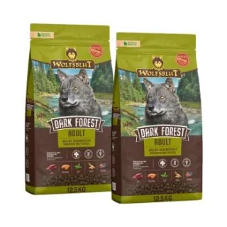 WOLFSBLUT Dark Forest Hund Trockenfutter, Adult Wild und Süßkartoffel 2x12,5 kg