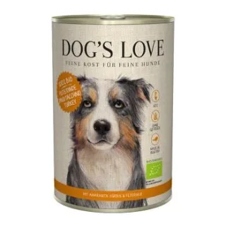 DOG'S LOVE Nassfutter Hund, Adult, Bio Pute mit Amaranth und Kürbis 6x400 g