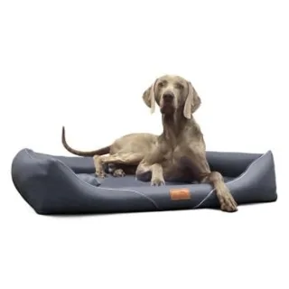 Tierlando ® Orthopädisches Hundebett WILLIAM Easy-Clean | Luxus Hundesofa schwarz/ graphit 1,3 m, 22 cm, 1 m
