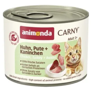 animonda Carny Nassfutter Katze Adult Huhn, Pute und Kaninchen 24x200 g