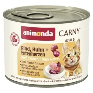 animonda Carny Nassfutter Katze Adult Rind, Huhn und Entenherzen 24x200 g