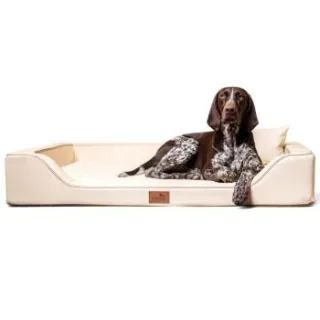 Tierlando MELODY LATEX - Orthopädisches LUXUS-Hundebett mit Anti-Haar Kunstleder creme 1,2 m, 22 cm, 85 cm