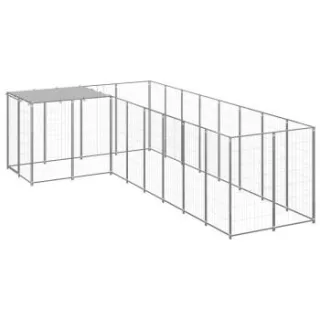 VidaXL Hundezwinger Stahl silber 2,2 m, 4,4 m, 1,1 m