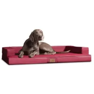 Tierlando ® Orthopädisches Design Hundesofa GIBSON VISCO Kunstleder kubische Form dunkelrot 1,5 m, 22 cm, 1 m
