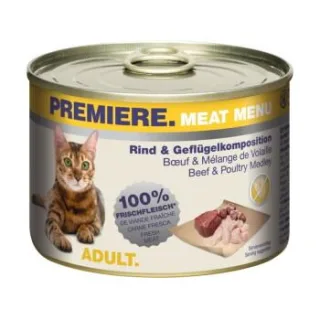 PREMIERE Meat Menu Nassfutter Katze Adult Rind und Geflügelkomposition 24x200 g