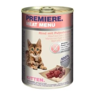 PREMIERE Meat Menu Nassfutter Kitten Rind und Putenherzen 24x400 g
