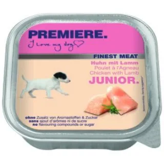PREMIERE Finest Meat Nassfutter Hund Junior, Huhn mit Lamm 40x150 g