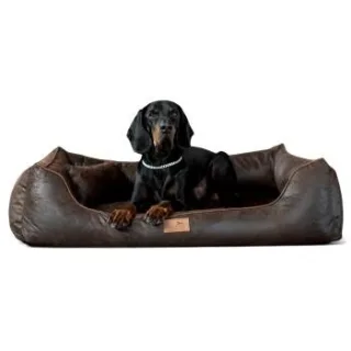 Tierlando ALBERTO ORTHO Orthopädisches Hundebett mit Velours Vintage braun 80 cm, 22 cm, 60 cm