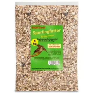 Supravit Spatzenfutter und Sperlingsfutter Vogelfutter mit Mehlwürmern | Energie und Proteinreiches Wildvogelfutter Ganzjahresfutter 5 kg