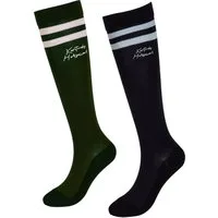 Kentucky Horsewear Socken Stripes, 2er Set, Marineblau/Dunkelgrün - 35/40