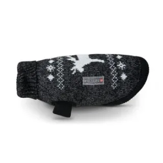 Wolters Strickpullover Elch mit Glitzer Hundezubehör schwarz/ silber 20 cm