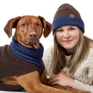 Hunter Hundepullover Odense mit Mütze (Set) braun 80 cm