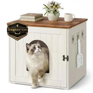 SONGMICS HOME Katzenklo-Schrank, Snapsemble - superschnelle Montage, Katzenschrank, doppelte Verschlüsse, Katzenhaus