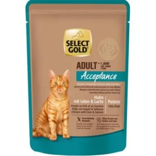 SELECT GOLD Adult Acceptance Huhn mit Leber & Lachs 48x85 g
