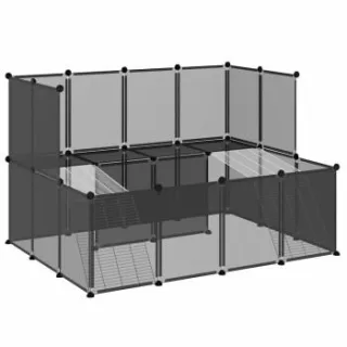 VidaXL Kleintierkäfig PP Stahl Freigehege Transparent/Schwarz schwarz 1,43 m, 1,07 m, 93 cm