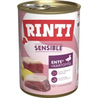 RINTI Sensible Nassfutter Hund, Adult, Dose Ente und Hühnerleber 12x400 g