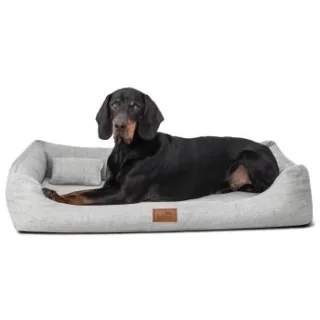 Tierlando WILLIAM Couture - Orthopädisches Hundebett hellgrau 1,3 m, 22 cm, 1 m