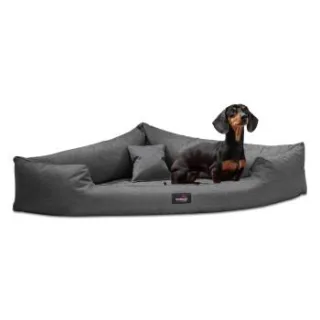 Tierlando ® TRIVIA | Orthopädisches Eckhundebett Polyester Hundebett Dreieckbett hellgrau / grau-meliert 1 m, 25 cm, 1 m