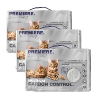 PREMIERE Carbon Control Multi-Cat Klumpstreu Katze 3x12 l