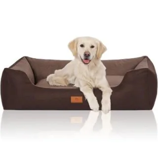 Knuffelwuff Hundebett Luke aus Velours mit feinem Handwebcharakter braun XXL