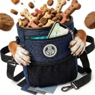 HUND IST KÖNIG ® Premium Leckerlibeutel für Hunde | Robuster Futterbeutel Hunde mit viel Stauraum blau/ türkis