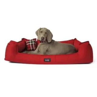 Tierlando SCOTCH VISCO - Orthopädisches Hundebett mit 2-in-1-Bezug dunkelrot 1,3 m, 25 cm, 1 m