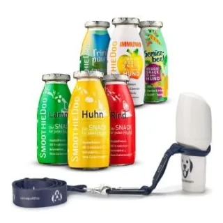 SmoothieDog Mix 6x 250 ml + Doggyroller Blau mit Karabiner + Lanyard