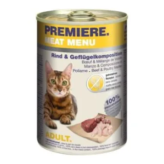 PREMIERE Meat Menu Nassfutter Katze Adult Rind und Geflügelkomposition 24x400 g
