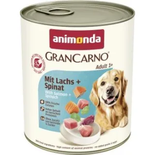 animonda GranCarno Original Nassfutter Hund Adult, Lachs und Spinat 24x800 g